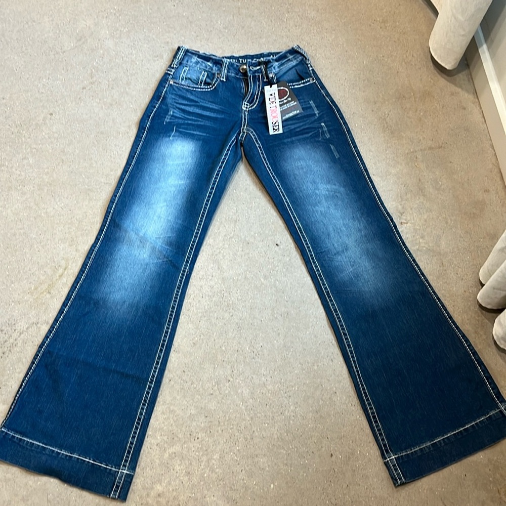COWGIRL TUFF Edgy Wide Trouser jeans wide leg flare TALL rodeo sz 24Long NWT